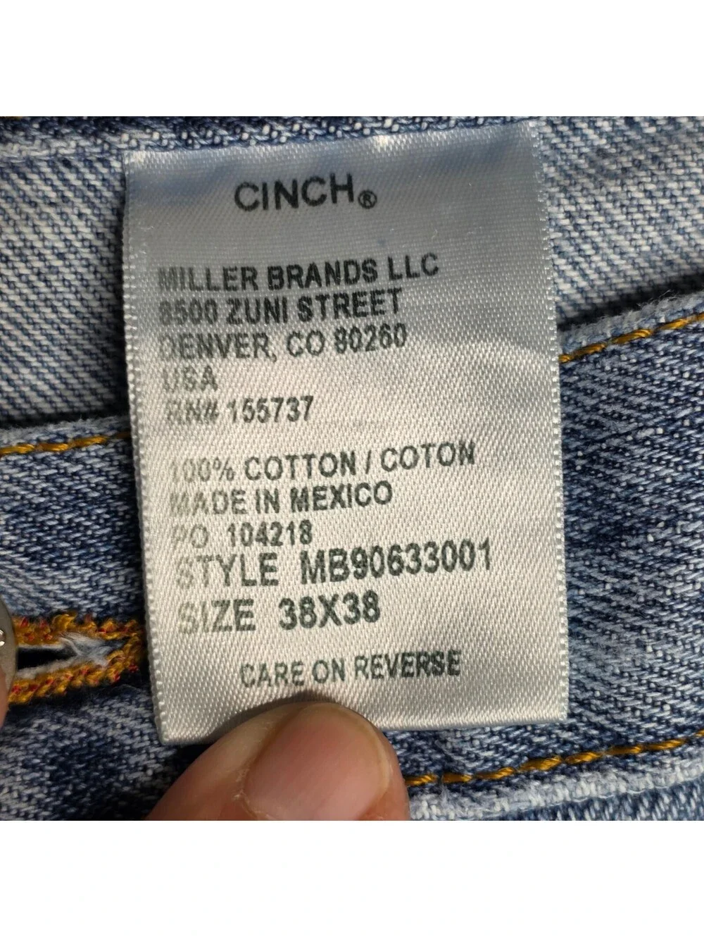 Cinch Black Label Mens Jeans Sz 38x38 MB90633001